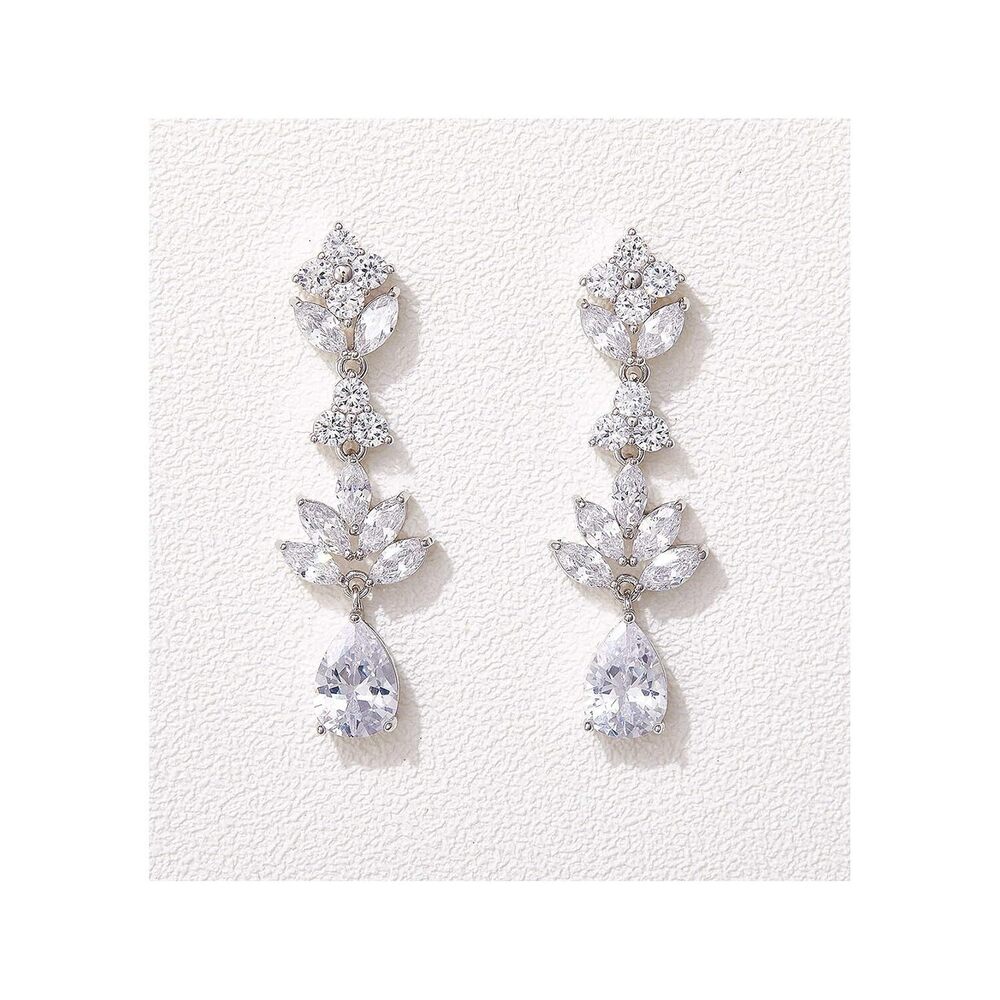 Teardrop Wedding Earrings for Brides Birdesmaid, Crystal Cubic Zirconia